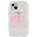 Plush Heart iPhone 14 Plus TPU-deksel - Hvit