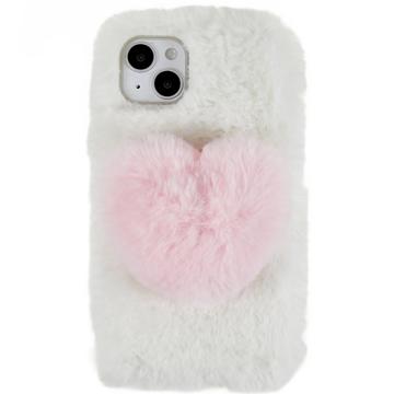 Plush Heart iPhone 14 Plus TPU-deksel - Hvit