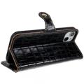 iPhone 14 Plus Lommebok-deksel I Lær - Crocodile - Svart