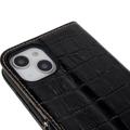 iPhone 14 Plus Lommebok-deksel I Lær - Crocodile - Svart