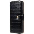 iPhone 14 Plus Lommebok-deksel I Lær - Crocodile - Svart