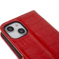 iPhone 14 Plus Lommebok-deksel I Lær - Crocodile - Rød