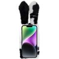 For iPhone 14 Plus Myk håndlaget Fluffy Furry Bunny TPU Shell Cute Rabbit Beskyttelsesveske