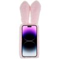 Furry Vinter Kaninører iPhone 14 Pro Deksel med Glitter
