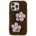 Fluffy Flower Serie iPhone 14 Pro TPU-deksel - Brun