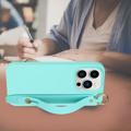 Candy Color iPhone 14 Pro Max TPU-deksel med Håndstropp - Baby Blå