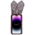Furry Vinter Kaninører iPhone 14 Pro Max Deksel med Glitter - Brun
