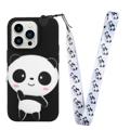 Cartoon Design iPhone 14 Pro Max TPU-deksel med Glidelåslomme - Panda