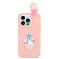 3D Cartoon iPhone 14 Pro TPU-deksel - Iskrem