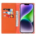 iPhone 14 Lommebok-deksel i Lær med RFID - Oransje