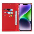 iPhone 14 Lommebok-deksel i Lær med RFID - Rød