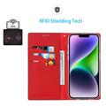 iPhone 14 Lommebok-deksel i Lær med RFID - Rød