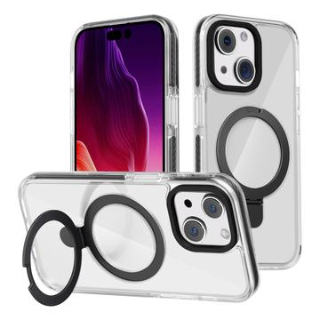 iPhone 15 Plus Anti-riper TPU + akryl baksidedeksel kompatibel med MagSafe Kickstand Clear Phone Cover - Svart