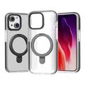 iPhone 15 Plus Anti-riper TPU + akryl baksidedeksel kompatibel med MagSafe Kickstand Clear Phone Cover - Svart