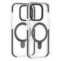 iPhone 15 Pro Max magnetisk kickstand TPU+akryl hybriddeksel Transparent deksel kompatibelt med MagSafe - Svart