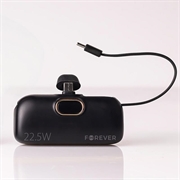 Forever MTB-100 USB-C Mini Power Bank 5000mAh - 22.5W - Svart