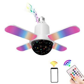 RGB-taklampe med fire blader og Bluetooth-høyttaler og fjernkontroll - E27 - Stjernehimmel