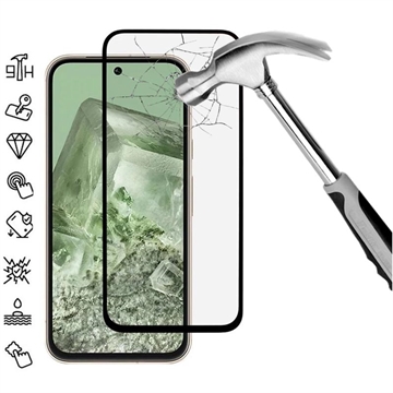Google Pixel 8a Full Cover Beskyttelsesglass - Svart Kant