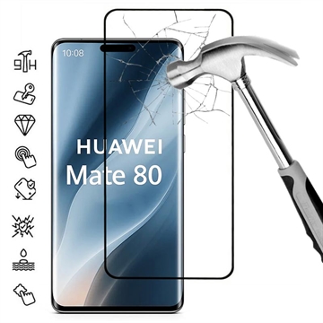 Huawei Mate 80 Full Cover Beskyttelsesglass - 9H - svart kant