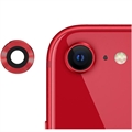 iPhone SE (2022)/SE (2020) Kamera Linse Beskytter i Metall & Herdet Glass - Rød