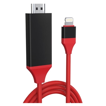 Full HD Lightning til HDMI AV Adapter - iPhone, iPad, iPod (Bulk Tilfredsstillende) - Rød