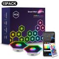 G01 smarte sekskantede RGB-LED-veggpaneler med styring via Tuya- og Smart Life-appen - 15 stk.