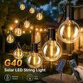 G40 solcelledrevet LED-lyskjede med 50 lyspærer og 2 reservepærer, med fjernkontroll - 30m