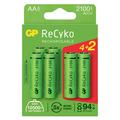 GP ReCyko 2100 oppladbare AA-batterier 2100mAh - 6 stk.