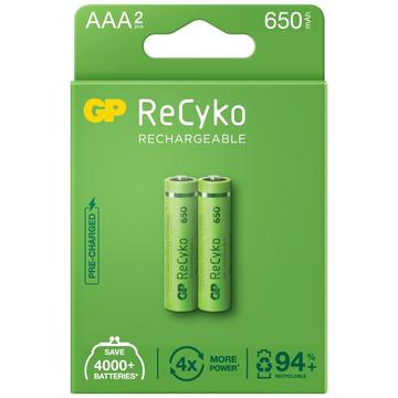 GP ReCyko 650 Oppladbare AAA-batterier 650mAh - 2 stk.