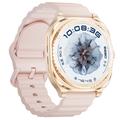 GT99 2-i-1 sports-smartklokke med trådløse øretelefoner - gull / rosa