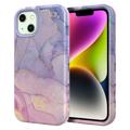Stylish Gradient iPhone 14 Plus Hybrid-deksel - Marmor - Lilla