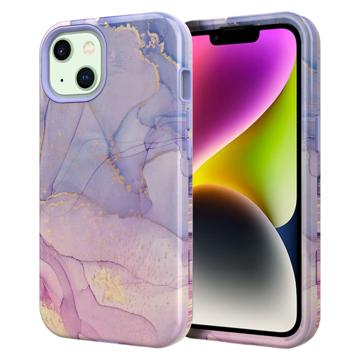 Stylish Gradient iPhone 14 Plus Hybrid-deksel - Marmor - Lilla