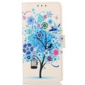 Glam Series Samsung Galaxy S21 FE 5G Lommebok-deksel - Blomstrende Tre / Blå