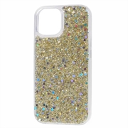 iPhone 15 Glitter Flakes TPU-deksel - Gull