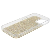 iPhone 15 Glitter Flakes TPU-deksel - Gull