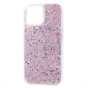 iPhone 15 Glitter Flakes TPU-deksel - Rosa