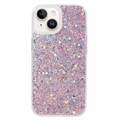 iPhone 15 Plus Glitter Flakes TPU-deksel - Rosa