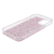 iPhone 15 Plus Glitter Flakes TPU-deksel - Rosa