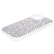 iPhone 15 Plus Glitter Flakes TPU-deksel - Sølv