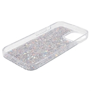 iPhone 15 Plus Glitter Flakes TPU-deksel - Sølv