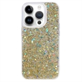 iPhone 15 Pro Max Glitter Flakes TPU-deksel - Gull