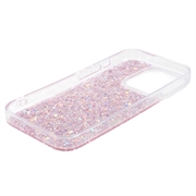 iPhone 15 Pro Glitter Flakes TPU-deksel - Rosa