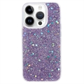 iPhone 15 Pro Glitter Flakes TPU-deksel - Lilla