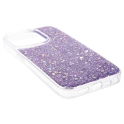 iPhone 15 Pro Glitter Flakes TPU-deksel - Lilla