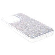 iPhone 15 Pro Glitter Flakes TPU-deksel - Sølv