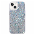 iPhone 15 Glitter Flakes TPU-deksel - Sølv