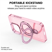 iPhone 17 Glitter Hybrid-deksel med kickstand - MagSafe-kompatibel - Rosa