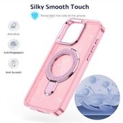 iPhone 17 Glitter Hybrid-deksel med kickstand - MagSafe-kompatibel - Rosa