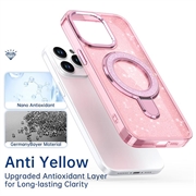 iPhone 17 Glitter Hybrid-deksel med kickstand - MagSafe-kompatibel - Rosa