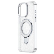 iPhone 17 Glitter Hybrid-deksel med kickstand - MagSafe-kompatibel - Gjennomsiktig